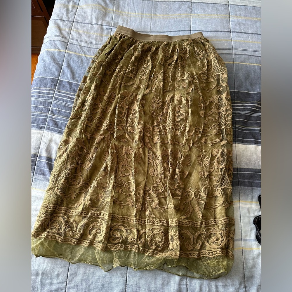 Lane Bryant Lace Detail Green Skirt Size 14/16